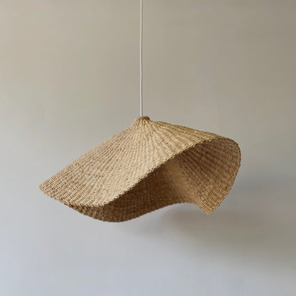 Pendant lamp shade. African woven sustainable materials.