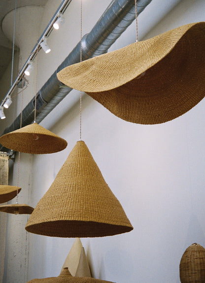 oversized hand woven cone shaped ceiling light