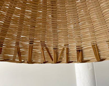 Showing the inside, hand woven texture of the Landslide pendant light shade.