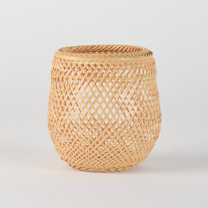 Woven bamboo basket, handcrafted and hand woven by Japanese artist Mie Kodama.